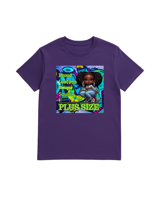 PLUS SIZE - Proud, Limitless, Unique, Soulful (Purple Tee)